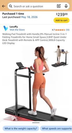 100% Brand New in box 3 in 1 Walking Pad Treadmill with Handle and Incline,7.5mph Maximum Speed