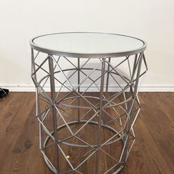 Round table with mirror