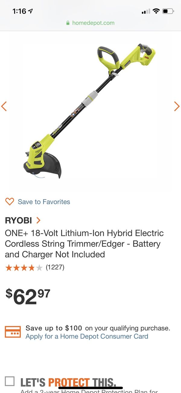 RYOBI p2200 ONE+ 18Volt LithiumIon Hybrid Electric Cordless String