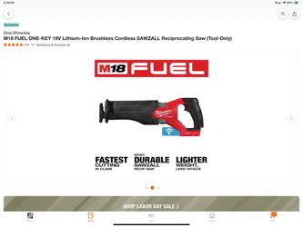 Milwaukee M18 FUEL ONE-KEY Cordless SAWZALL Reciprocating Saw