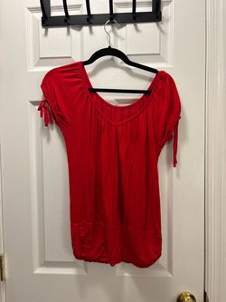 Red Ruched Short Sleeve Top