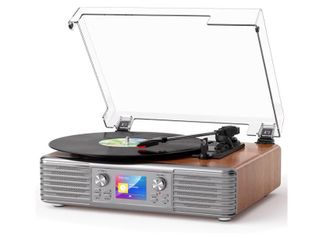 TANLANIN Vintage Vinyl Record Player with Stereo Speakers 3 Speed Belt Drive