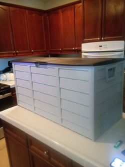 Outdoor storage bin 75 gallon deck box caja almacenamiento 75 gallones caja de exteriors 🆕