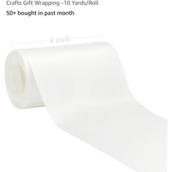 Ribbon Huihuang White Satin 4” Wide