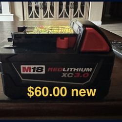 Milwaukee Battery 3.0ah $60.00 