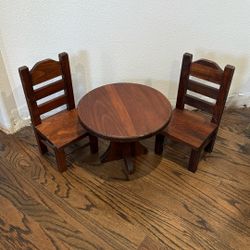 "American Girl" Wood Table & 2 Chairs