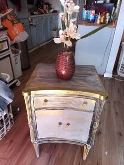 French-Style Side Cabinet with Gold Trim