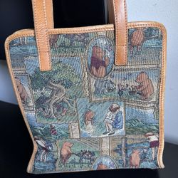 Vintage Rare 90s Disney Winnie the Pooh Tapestry Tote Bag w/ Wallet