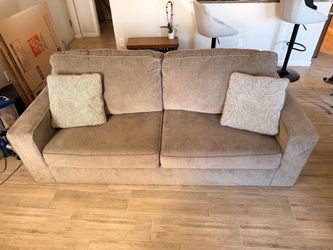 Grey Two-Seat Upholstered Sofa Couch