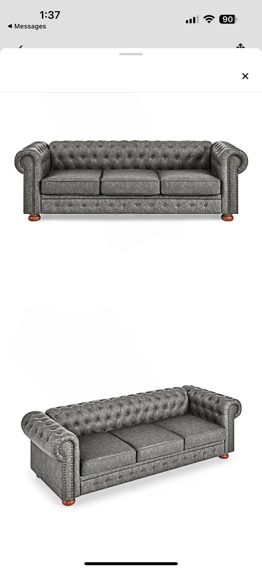 Selling a Very Nice Chesterfield 3-Seater Sofa (Dark Gray, Faux Leather)
