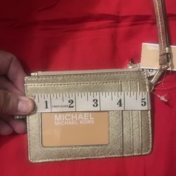 Michael Kors gold leather id/card case New