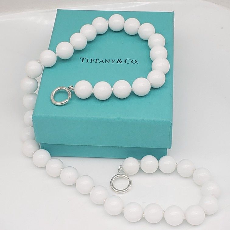 Tiffany&Co Sterling Silver White Dolomite Beaded Necklace I