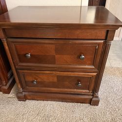 Solid Wood 2-Drawer Nightstand / End Table – Cherry Finish