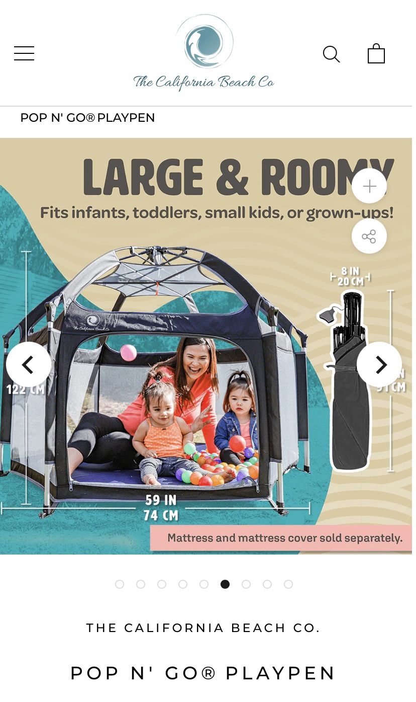 California Beach Co Pop N Go Playpen / Pack N Play with Mattress And Mattress Cover