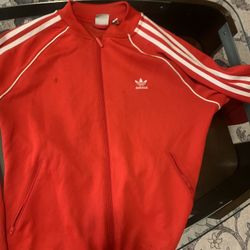 Adidas red & white track jacket 