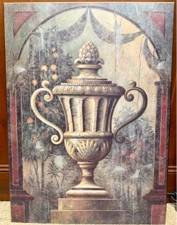 Decorative Urn Print on Wood Frame
