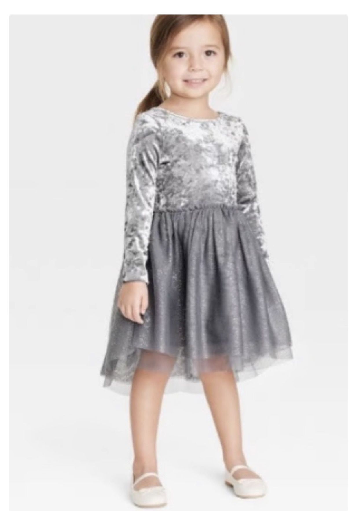 Size 2T Toddler Girl Silver Glitter Dress Holiday Party