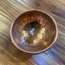Vintage Hand-Hammered Copper Bowl with Hanging Ring – Made in Turkey