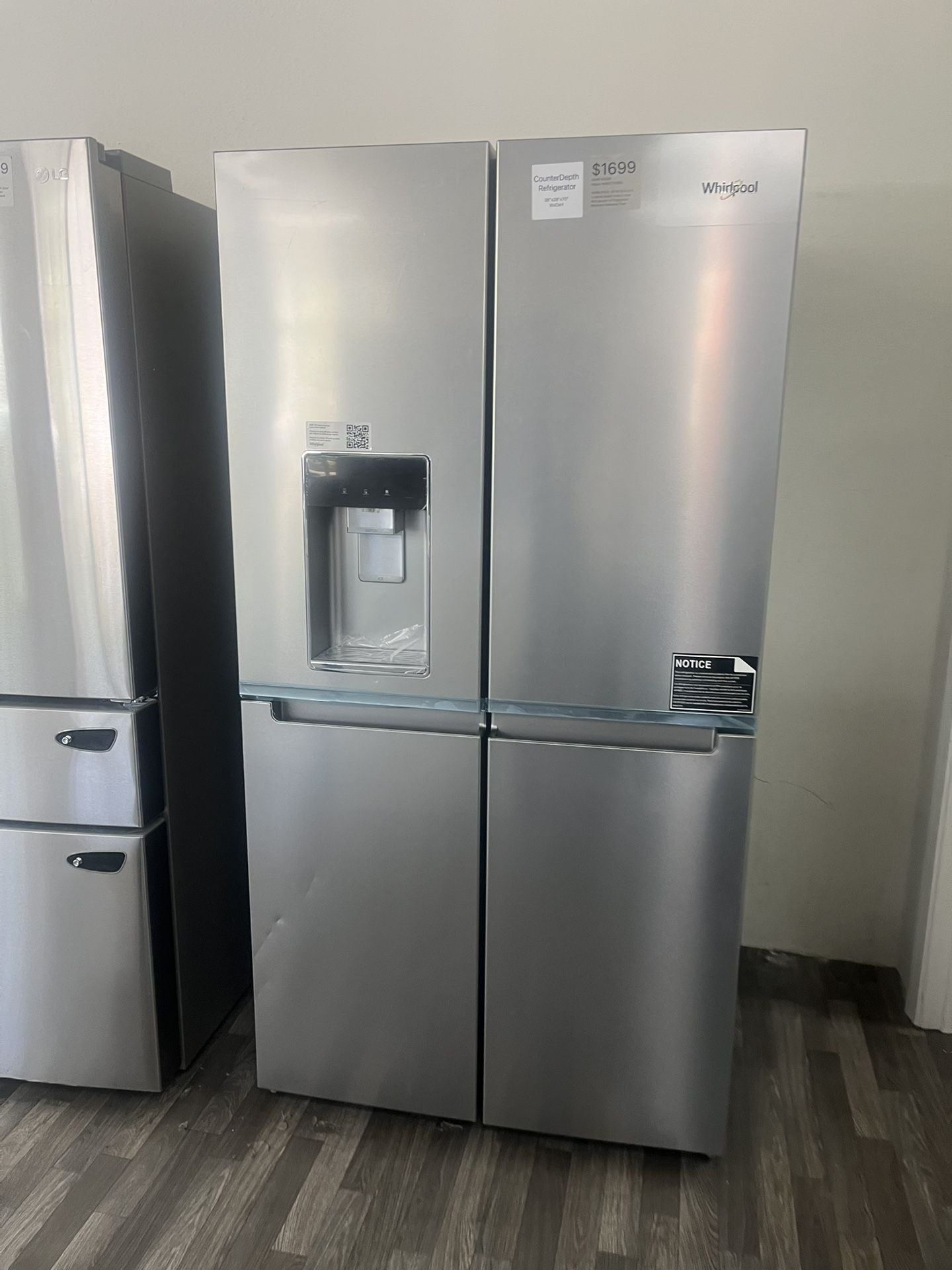 Whirlpool Counter Depth French Door Fridge & Side By Side Freezer