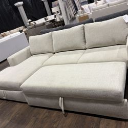 SEBASTIAN CREAM 2PC CONVERTIBLE SECTIONAL W/LAF SOFA COUCH 