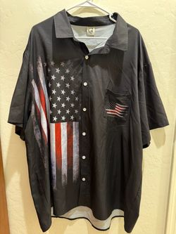 American Flag Button-Up Short Sleeve Shirt 3XL