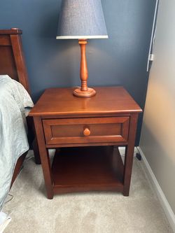 Cherry Wood Nightstand with Drawer & Lower Shelf