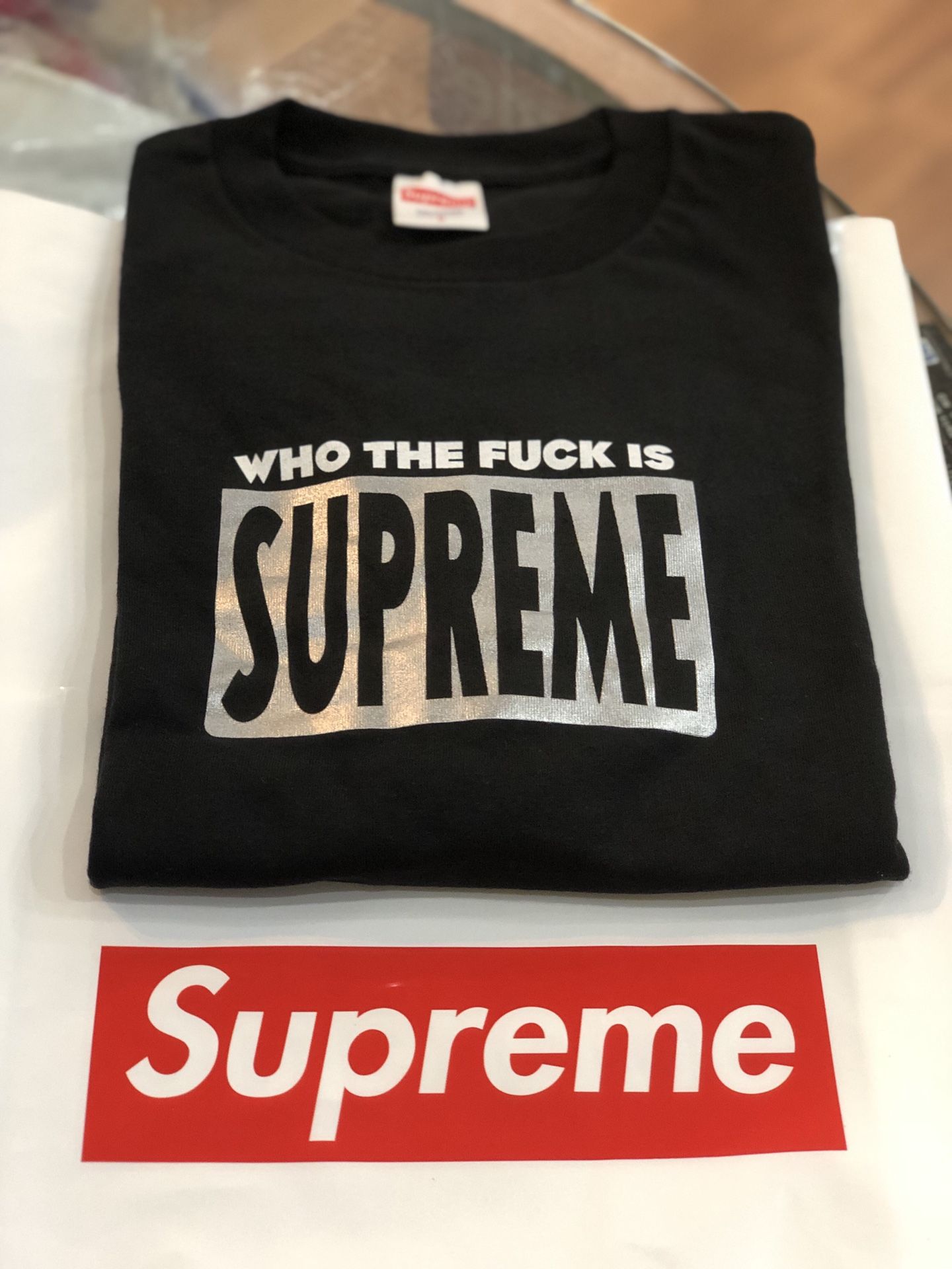 Brand new Black Supreme Who the f*** T-shirt size small