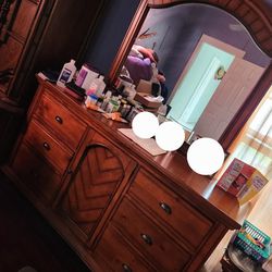 Dressor With Mirror Plus Night Stand and Tall Dressor 