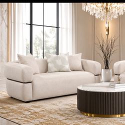 Beige SOFA & LOVESEAT - 2 Piece Living Room SET