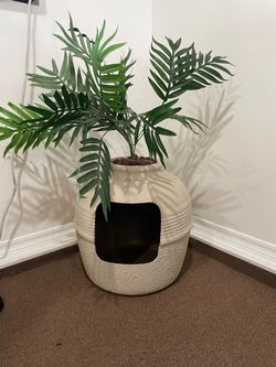 Hand Textured Beige Hidden Litter Box