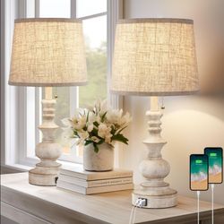 Cream white farmhouse lamps (2 pack)