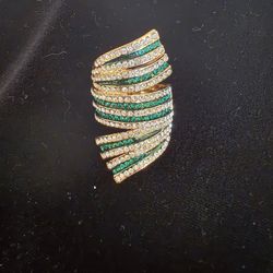 Gold and Green Crystal Ring