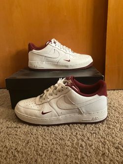 White and maroon Air Force ones