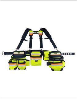 BRAND NEW Shop BUCKET BOSS Hi-Visibility 3-Bag Framer's Tool Belt with Suspenders Suspension Rig with 29-Pockets