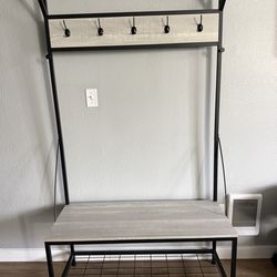Entry bench coat rack storage shelf shoe storage