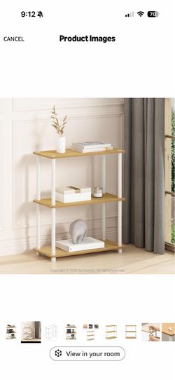 Furinno TURN-N-TUBE Storage Shelves, 3-Tier Book Shelf, Corner Shelf, Toolless Open Shelves, for Organization and Storage, Living Room, Garage, Home O