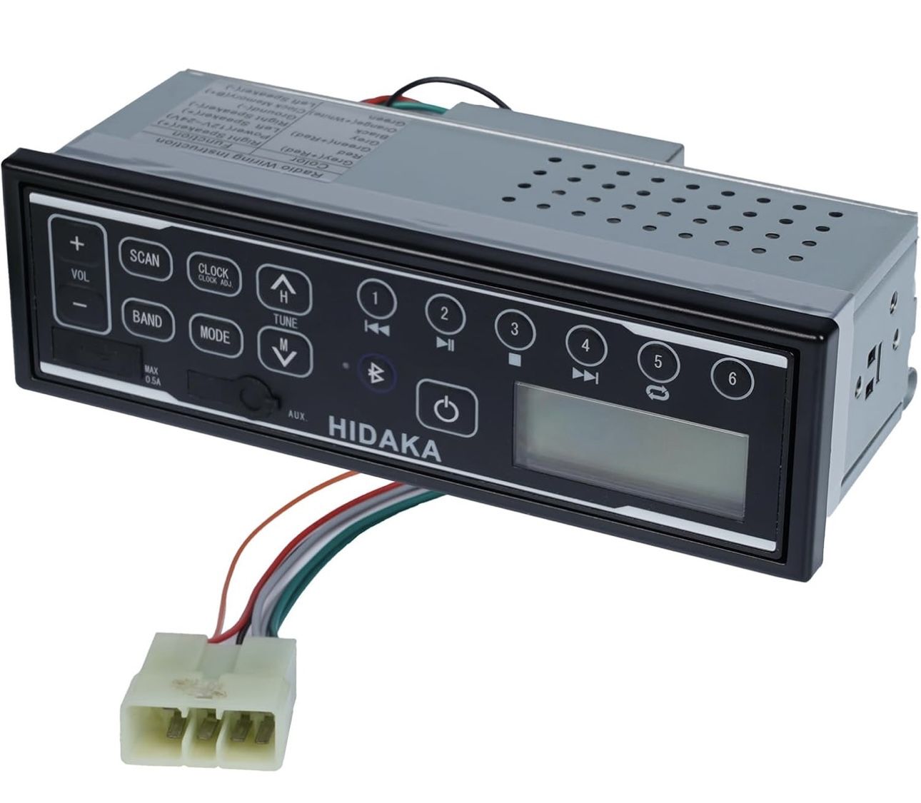 HI-M202 Single Din BT Radio,12V 24V AUX AM FM BT Car Stereo Digital Media Receiver(Supports Phone Charged 0.5A,No CD Player) for Komatsu, Kobelco and