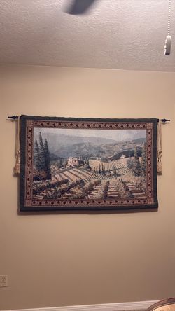 Tuscan Vineyard Scene Woven Wall Tapestry