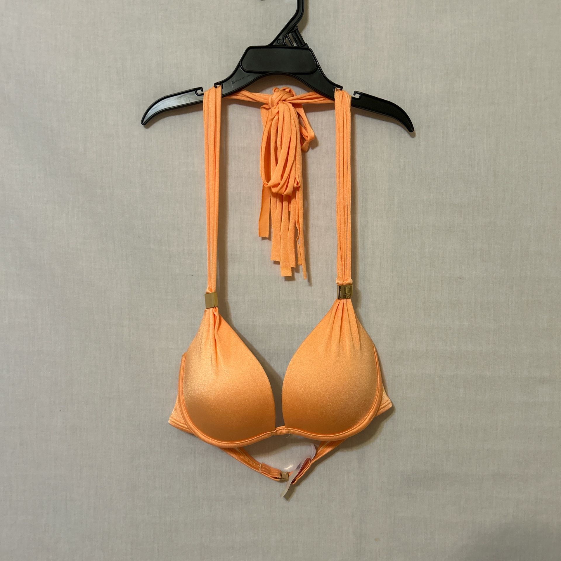 Victoria's Secret Orange Swim Top with Halter Neck and Molded Cups