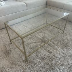 Gold Metal and Glass Coffee Table