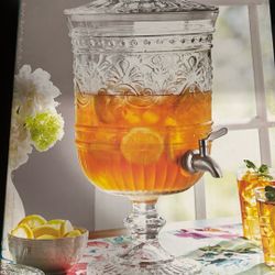 Embossed Glass Beverage Dispenser (for Cold Liquids Only) 
