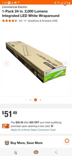 1-Pack 24 in. 2,000 Lumens Integrated LED White Wraparound