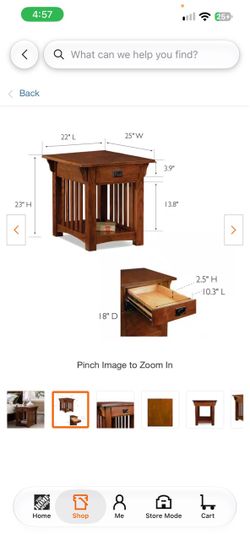 Mission Style Wood End Table with Drawer