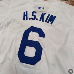 H.S. Kim Dodgers White Jersey
