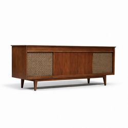 Mid-Century Sears Silvertone AM/FM Stereo Console w/ Turntable Credenza, c.1950's - Delivery Available
