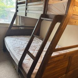 Wooden Bunk Beds Full Size Bottom & Twin Top