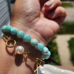 New larimar Beaded Stretchy Bracelet