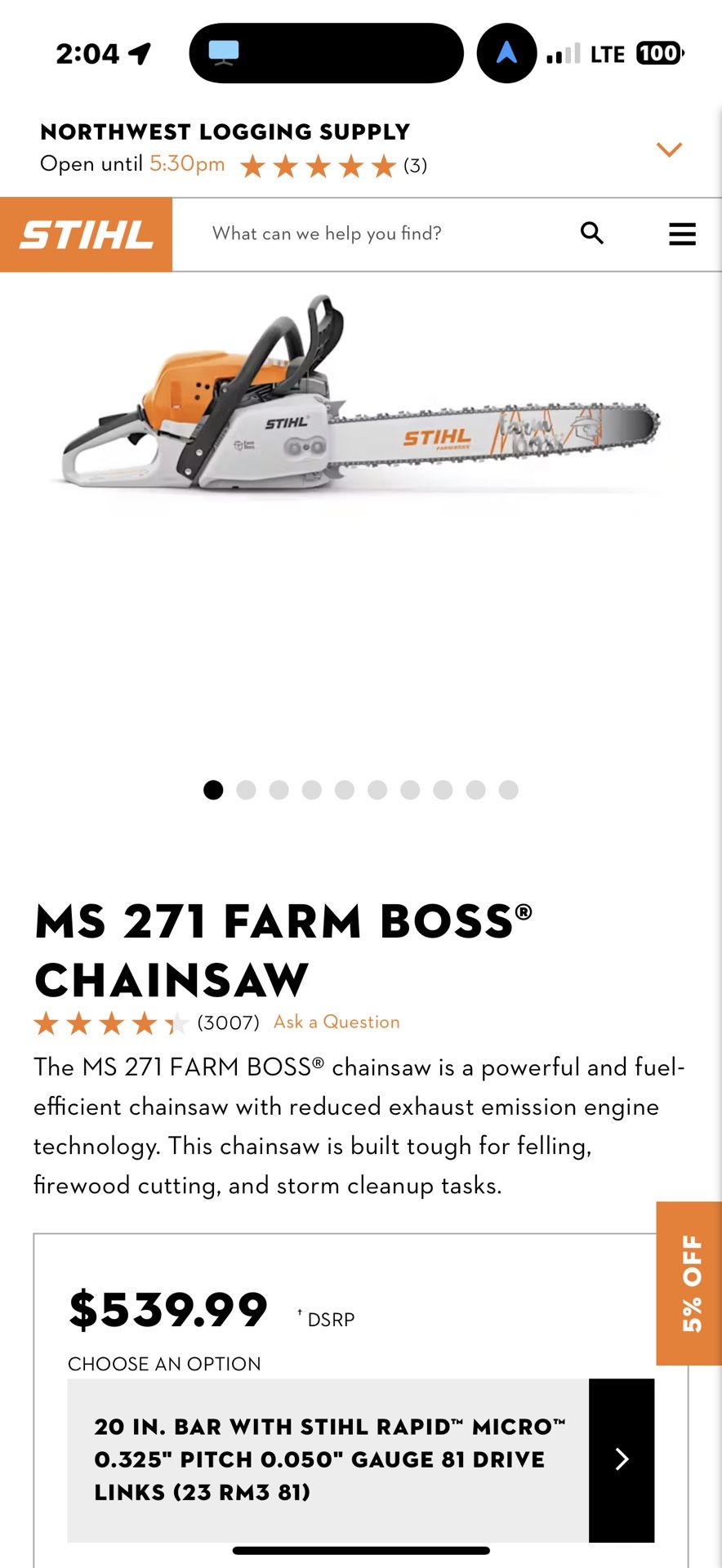 Stihl 271 Farm Boss Chainsaw 