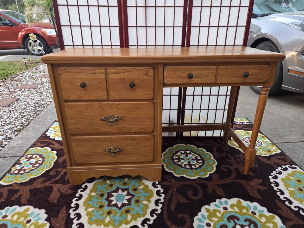 Vintage Solid Wood Pedestal Desk