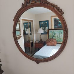 Antique Round Parlor Mirror.